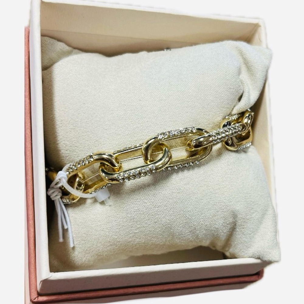 NWT ⚜️🤍⚜️ Camila Coelho Golden Tone Chain link Bracelet with Pave Glass Stones